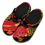 Maryland Terrapins Clogs – Personalized Checkered Streaks Red Black 1