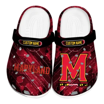 Maryland Terrapins Clogs - Custom Circuit Geometry Red Black