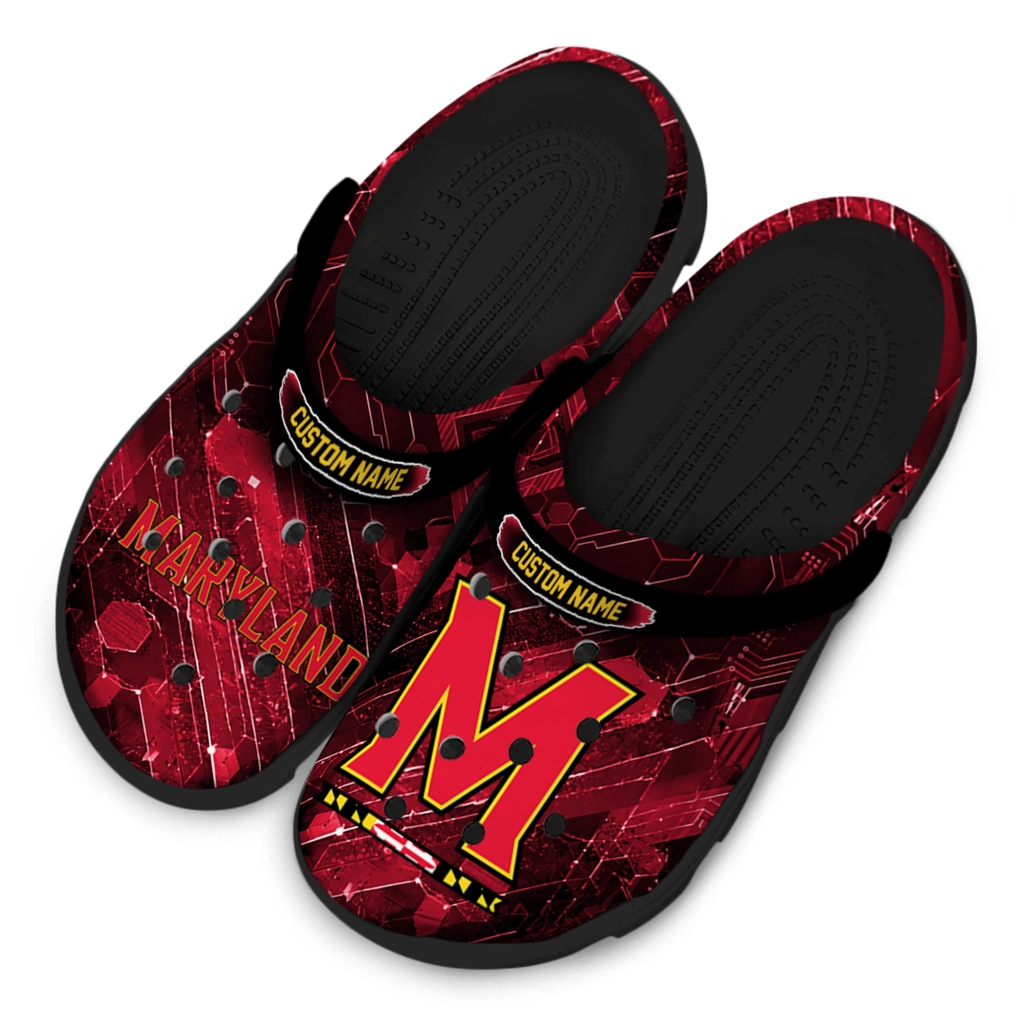 maryland-terrapins-clog-custom-circuit-geometry-red-black-latest-model.webp