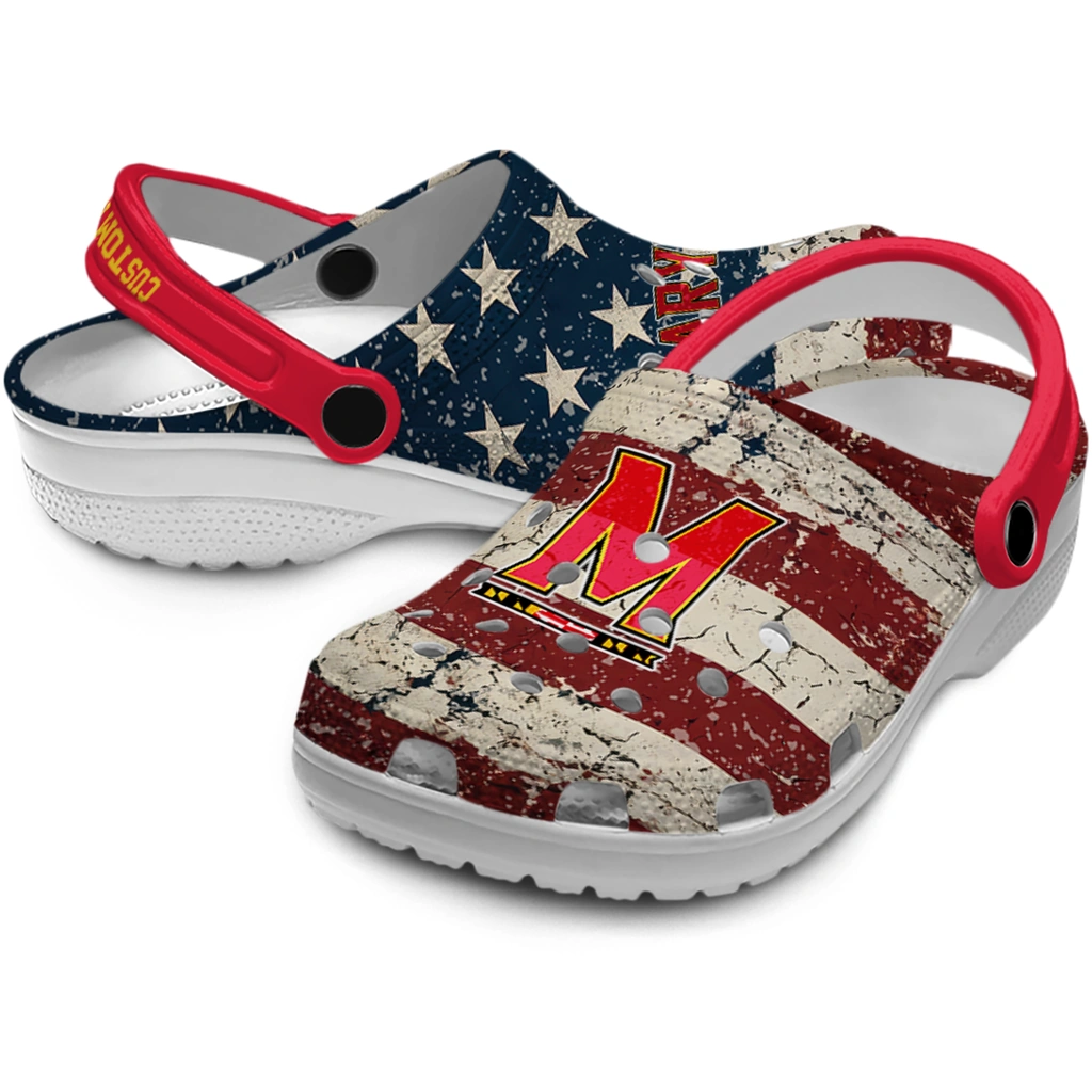maryland-terrapins-clog-custom-distressed-stripes-red-blue-high-quality.webp