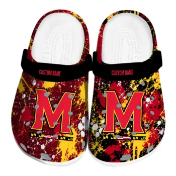 Maryland Terrapins Clogs - Customized Splatter Splash Red Black