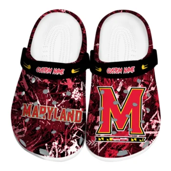 Maryland Terrapins Clogs - Personalized Graffiti Burst Red Black