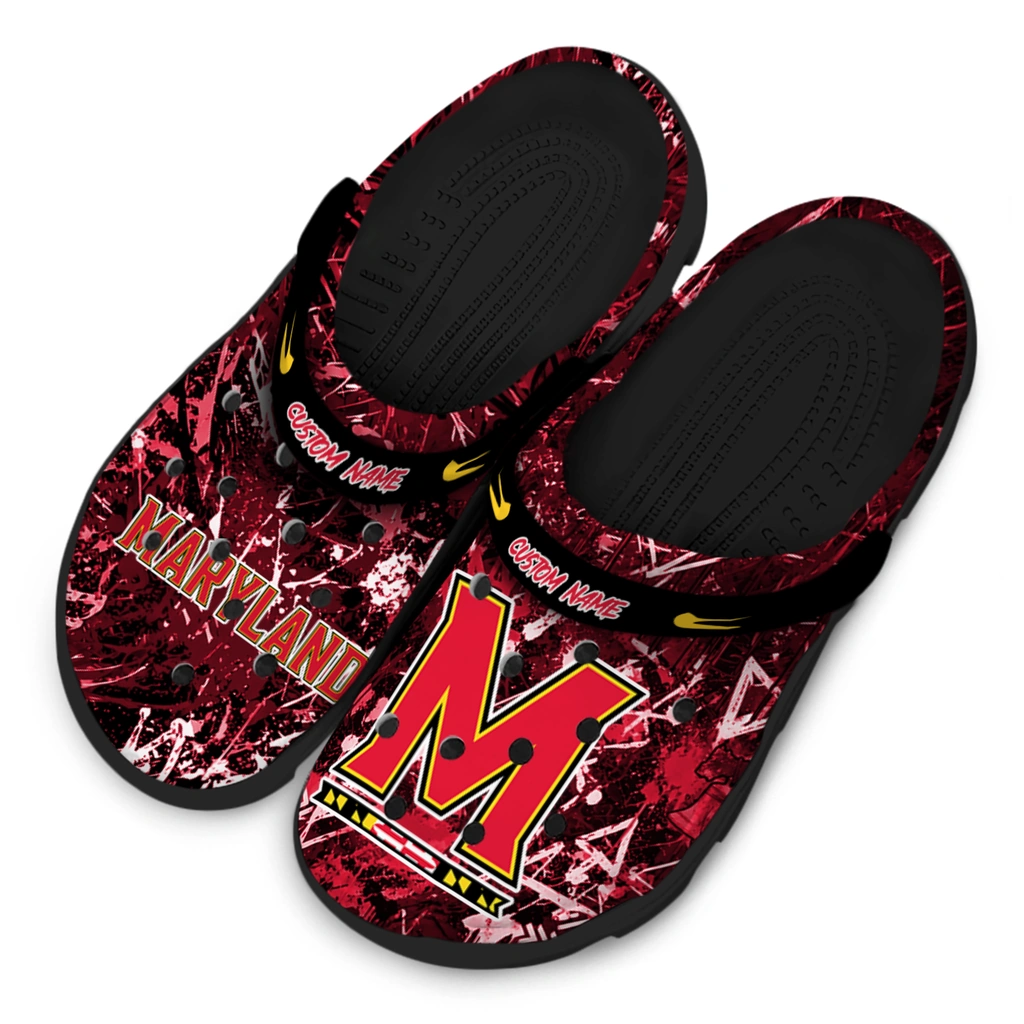 maryland-terrapins-clog-personalized-graffiti-burst-red-black-latest-model.webp