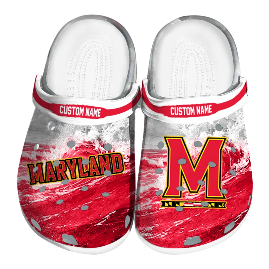 maryland-terrapins-clog-personalized-wave-swirl-red-white-best-selling.webp maryland terrapins clog personalized wave swirl red white best selling