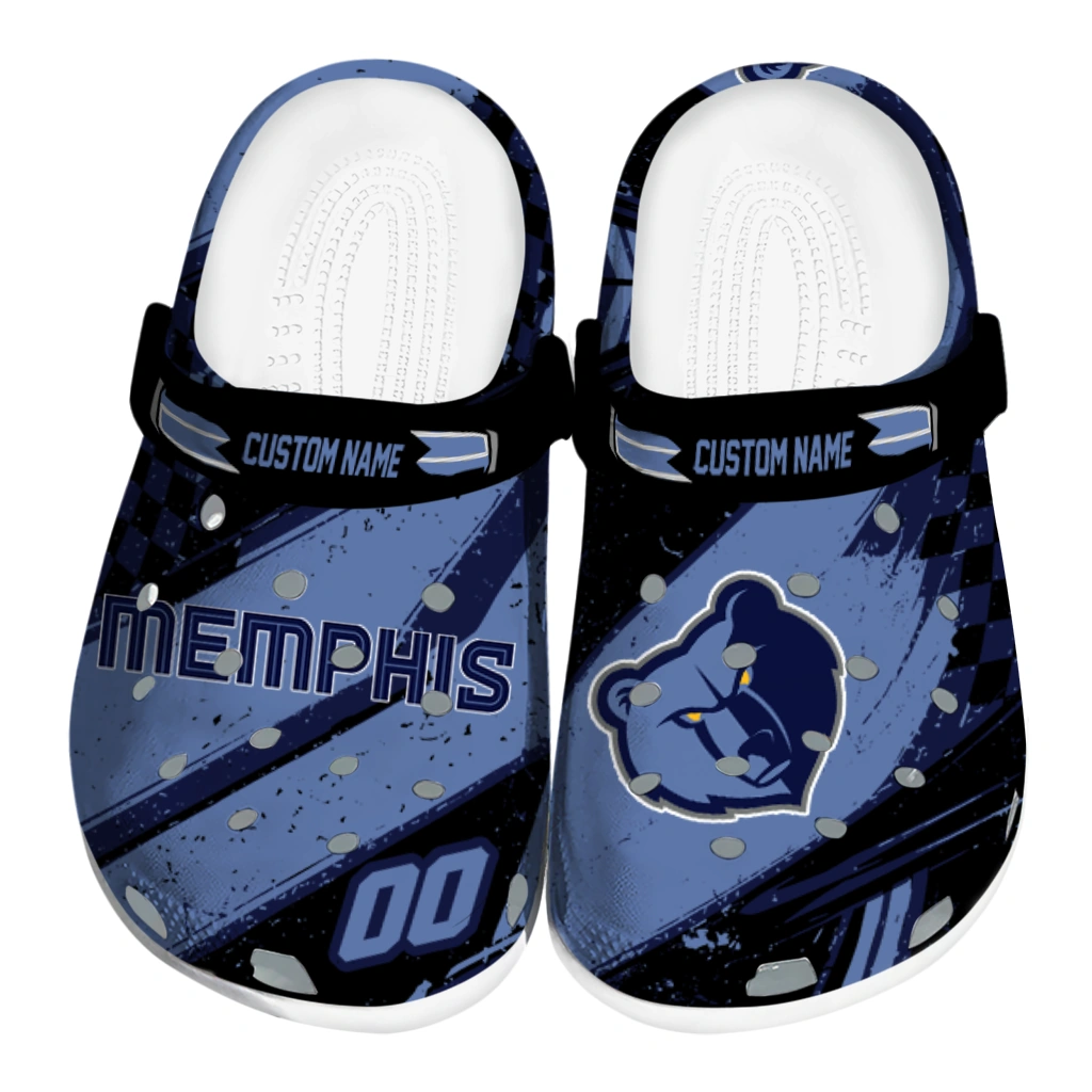 Memphis Grizzlies Clogs - Custom Circuit Geometry Blue Black 1 memphis grizzlies clog custom checkered streaks blue black best selling 1