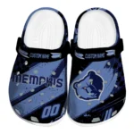 Memphis Grizzlies Clogs – Personalized Checkered Streaks Blue Black 1