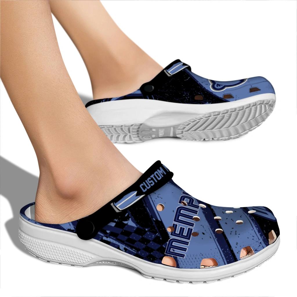 Memphis Grizzlies Clogs - Custom Circuit Geometry Blue Black 2