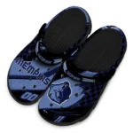 Memphis Grizzlies Clogs – Personalized Checkered Streaks Blue Black 1