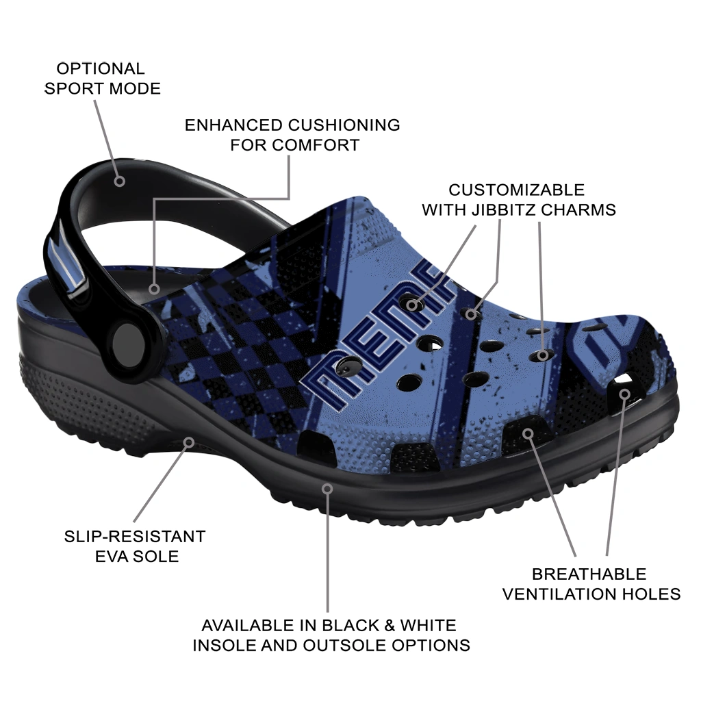 Memphis Grizzlies Clogs - Custom Circuit Geometry Blue Black 5