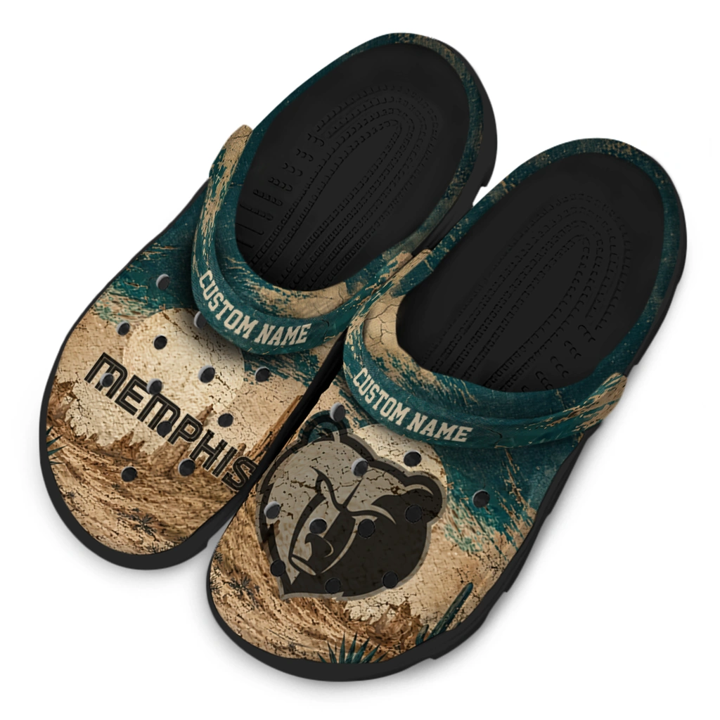 memphis-grizzlies-clog-custom-cracked-landscape-fir-green-beige-latest-model.webp
