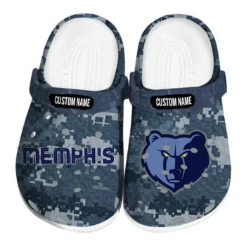 Memphis Grizzlies Clogs - Custom Digital Camo Blue