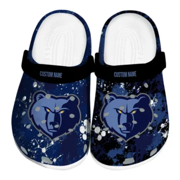 Memphis Grizzlies Clogs - Customized Splatter Splash Blue Black