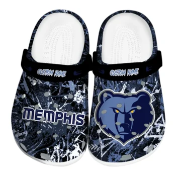 Memphis Grizzlies Clogs - Personalized Graffiti Burst Blue Black