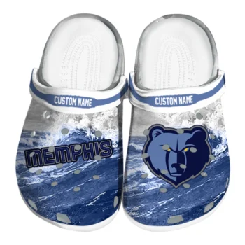 Memphis Grizzlies Clogs - Personalized Wave Swirl Blue White
