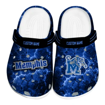 Memphis Tigers Clogs - Custom Cracked Energy Blue Black