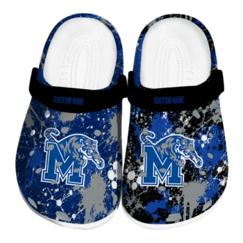 Memphis Tigers Clogs - Custom Splatter Splash Blue Black