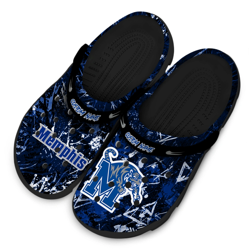 memphis-tigers-clog-customized-graffiti-burst-blue-black-latest-model.webp