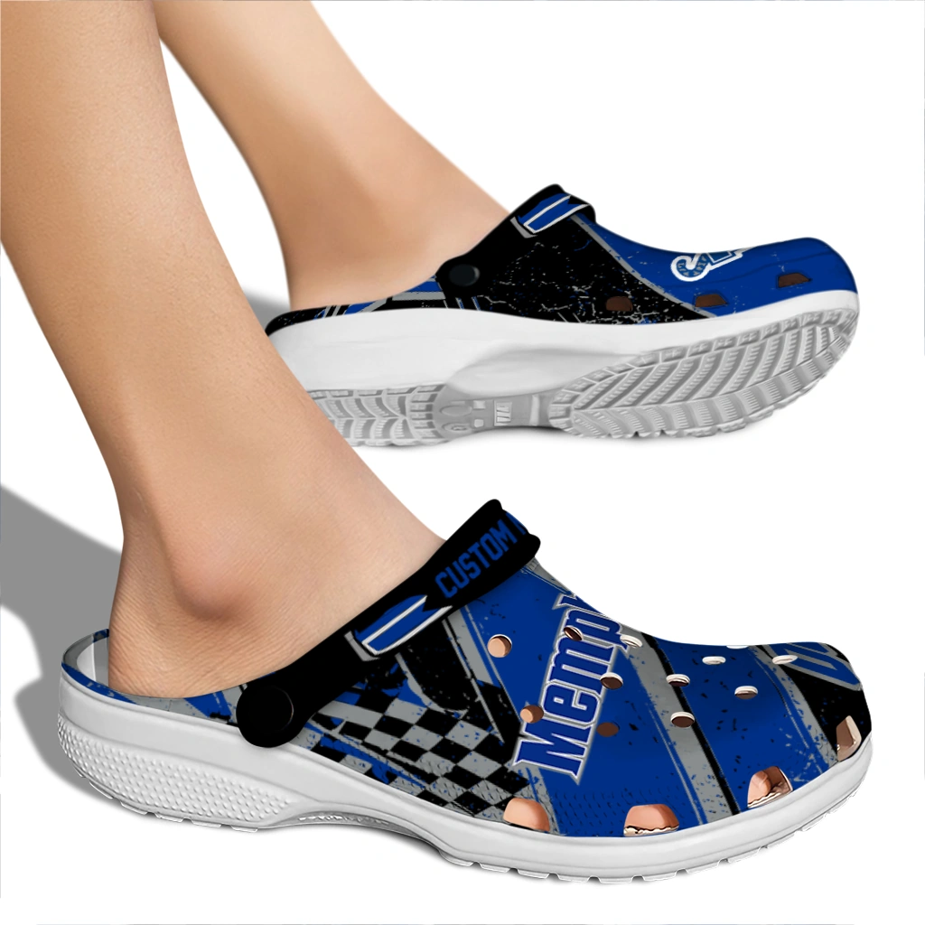 Memphis Tigers Clogs - Personalized Circuit Geometry Blue Black 2