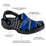 Memphis Tigers Clogs – Customized Checkered Streaks Blue Black 1
