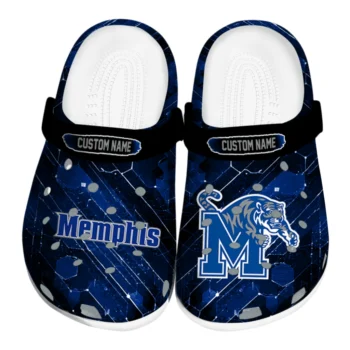 Memphis Tigers Clogs - Personalized Circuit Geometry Blue Black