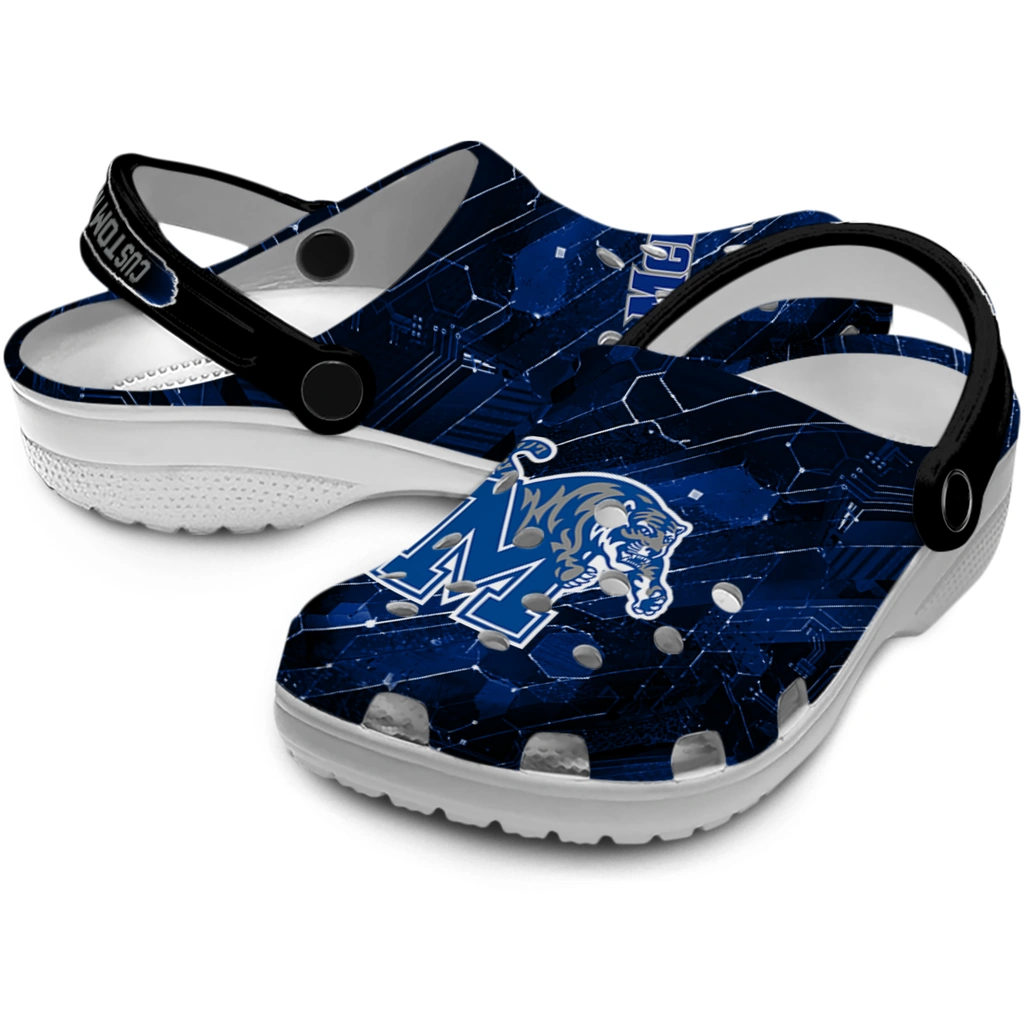 memphis-tigers-clog-personalized-circuit-geometry-blue-black-high-quality.webp