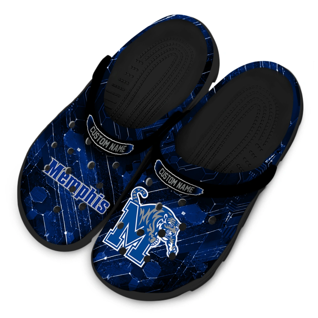 memphis-tigers-clog-personalized-circuit-geometry-blue-black-latest-model.webp