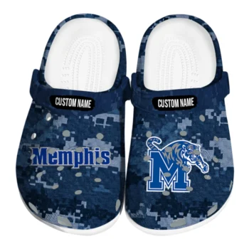 Memphis Tigers Clogs - Personalized Digital Camo Blue
