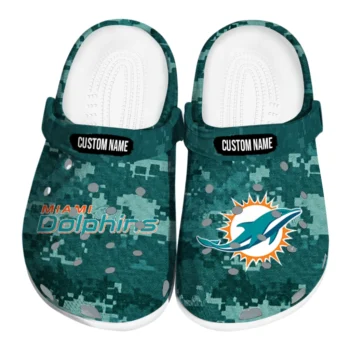 Miami Dolphins Clogs - Custom Digital Camo Aqua
