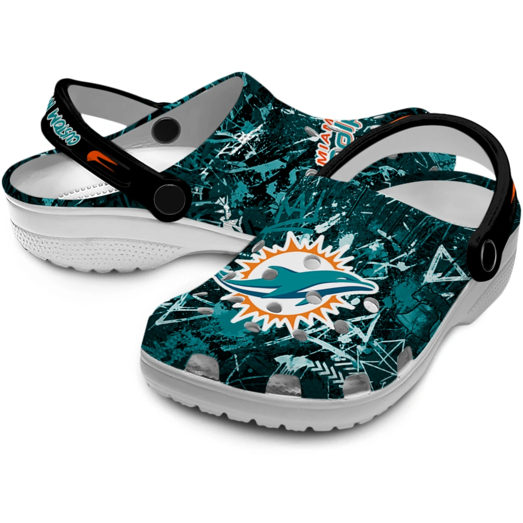 miami-dolphins-clog-personalized-graffiti-burst-aqua-black-high-quality.webp