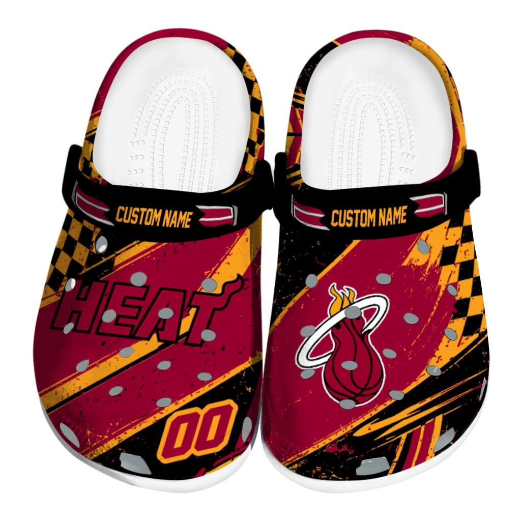 miami-heat-clog-custom-checkered-streaks-red-black-best-selling.webp miami heat clog custom checkered streaks red black best selling