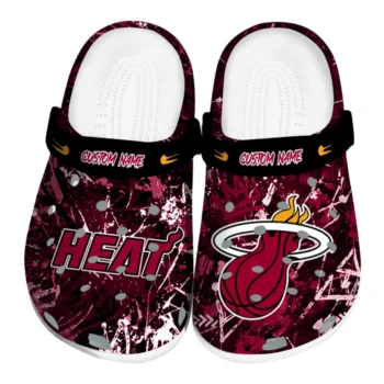 Miami Heat Clogs - Custom Graffiti Burst Red Black