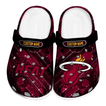 Miami Heat Clogs - Customized Circuit Geometry Red Black