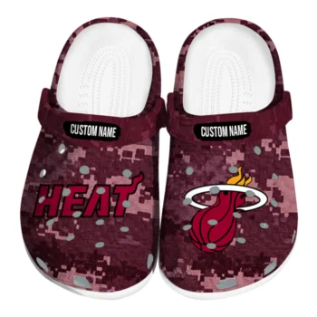 Miami Heat Clogs - Customized Digital Camo Red