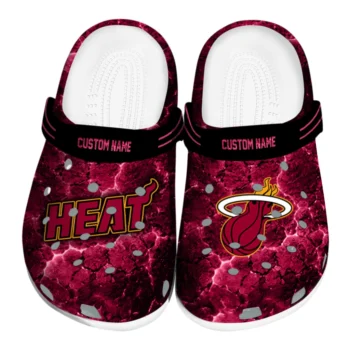 Miami Heat Clogs - Personalized Cracked Energy Red Black