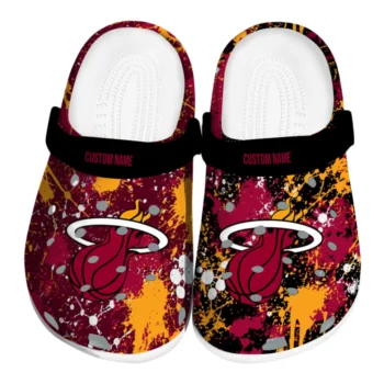 Miami Heat Clogs - Personalized Splatter Splash Red Black