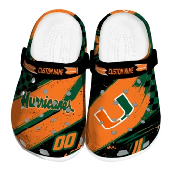 Miami Hurricanes Clogs - Custom Circuit Geometry Orange Black