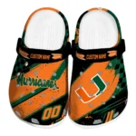 Miami Hurricanes Clogs - Personalized Checkered Streaks Orange Black 1 Miami Hurricanes Clogs – Personalized Checkered Streaks Orange Black 1