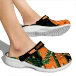 Miami Hurricanes Clogs – Personalized Checkered Streaks Orange Black 1