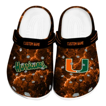 Miami Hurricanes Clogs - Customized Cracked Energy Orange Black