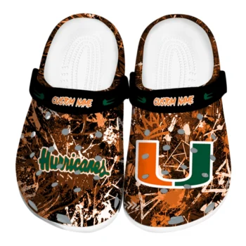 Miami Hurricanes Clogs - Personalized Graffiti Burst Orange Black