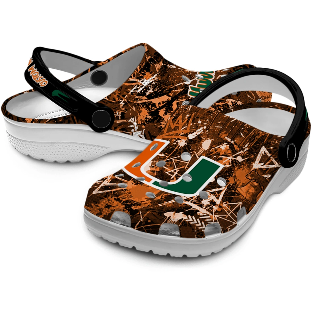 miami-hurricanes-clog-personalized-graffiti-burst-orange-black-high-quality.webp