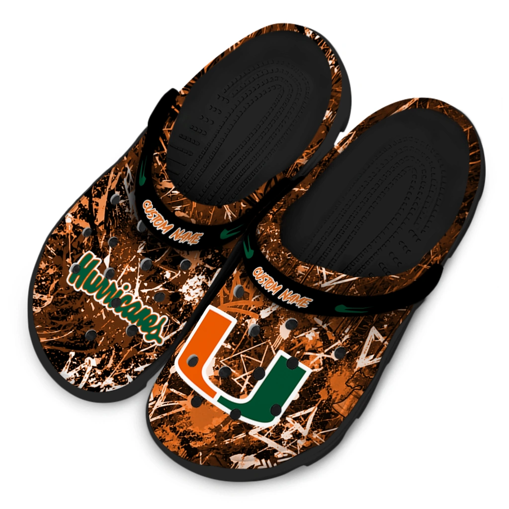 miami-hurricanes-clog-personalized-graffiti-burst-orange-black-latest-model.webp