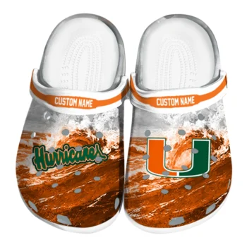 Miami Hurricanes Clogs - Personalized Wave Swirl Orange White