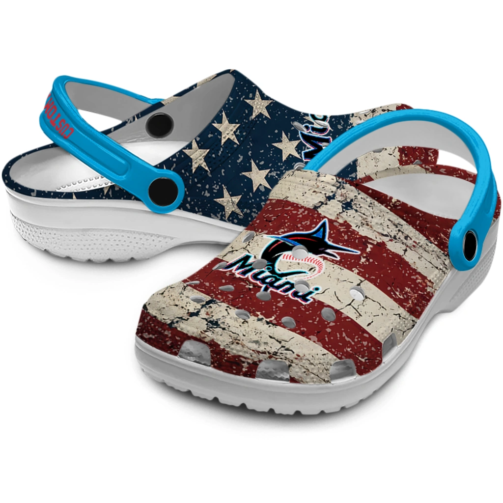 miami-marlins-clog-customized-distressed-stripes-blue-red-blue-high-quality.webp