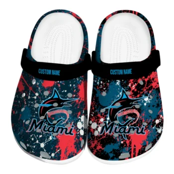 Miami Marlins Clogs - Personalized Splatter Splash Blue Black