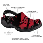 Miami RedHawks Clogs – Personalized Checkered Streaks Red Black 1