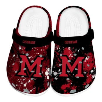 Miami RedHawks Clogs - Customized Splatter Splash Red Black