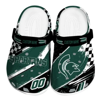Michigan State Spartans Clogs - Customized Circuit Geometry Green Black