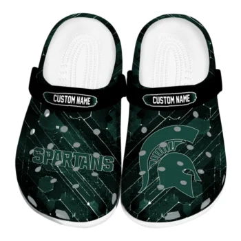 Michigan State Spartans Clogs - Customized Circuit Geometry Green Black