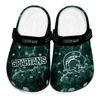 Michigan State Spartans Clogs - Personalized Cracked Energy Green Black
